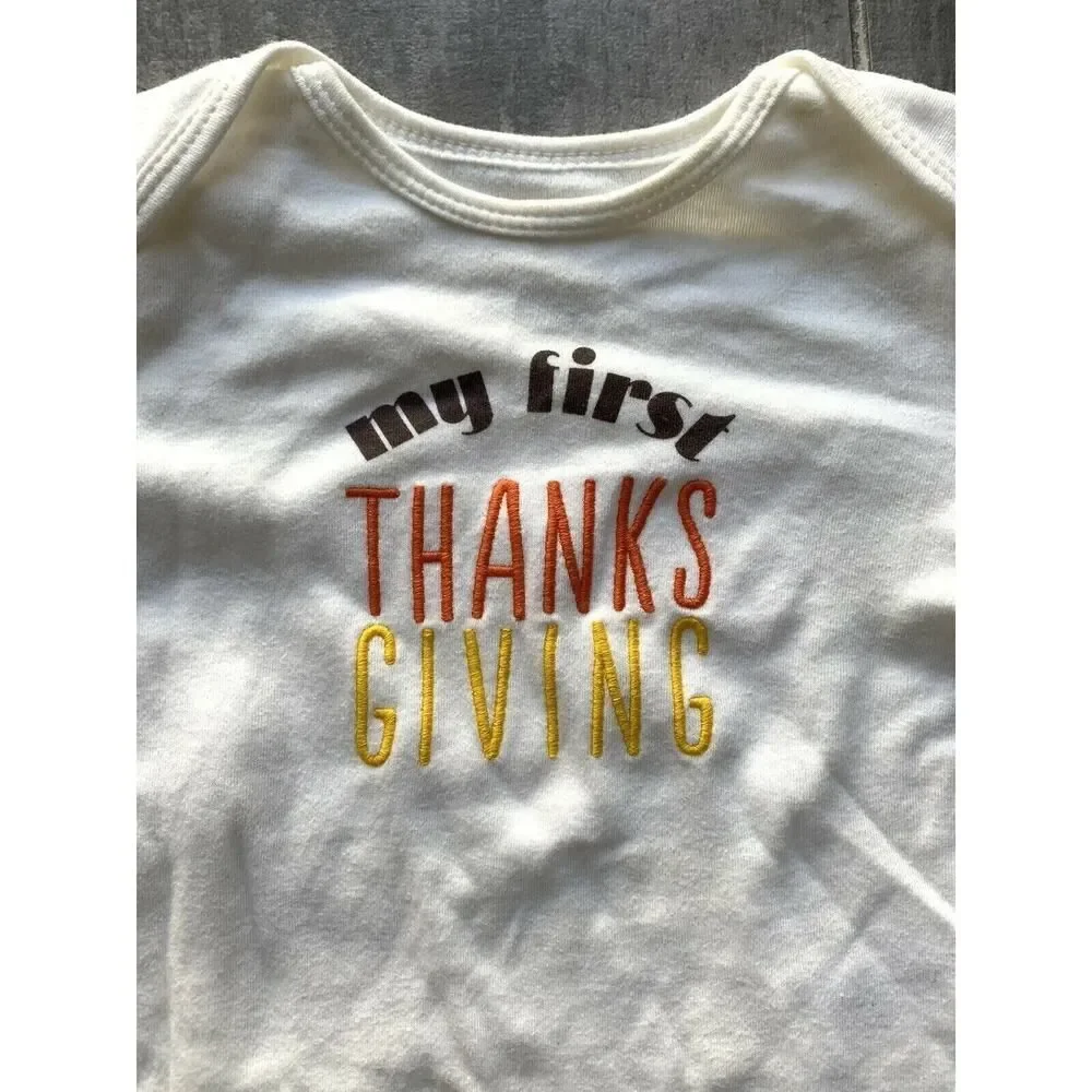 Carter's Baby Long Sleeve MY FIRST THANKSGIVING Bodysuit White 6 Months Boy Girl